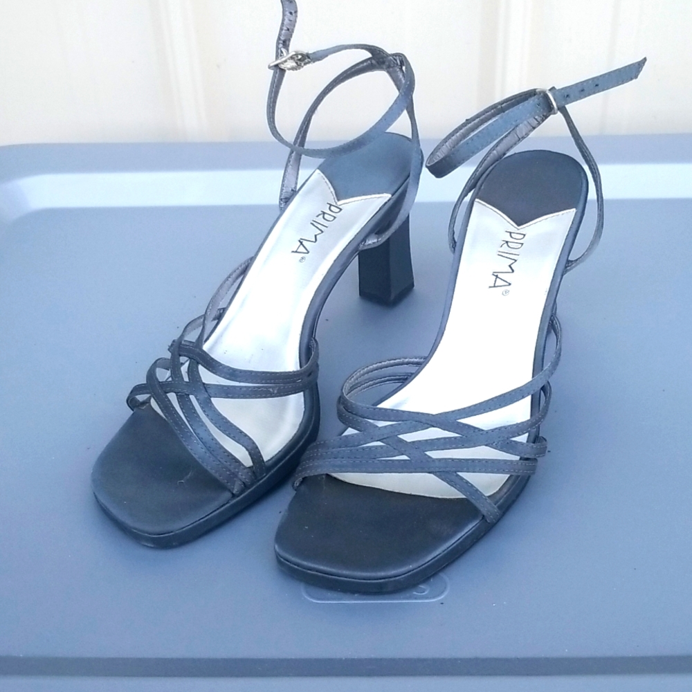 Prima grey chunky formal heel strappy sandal